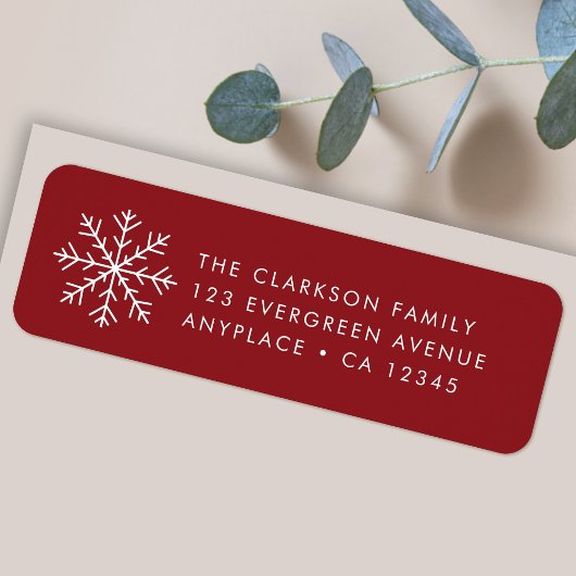 Étiquette Christmas Return Address Label | Red Snowflake