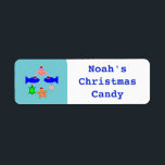 Étiquette Christmas Sea Creatures Custom Food Label<br><div class="desc">This sheet of sticky food labels features a collection of sea creatures wearing santa hats. The marine animals include a pair of blue fish, a cheeky looking little pink crab, a yellow starfish, a sparkly jellyfish and a cute little green turtle. The text is customizable allowing you to use these...</div>