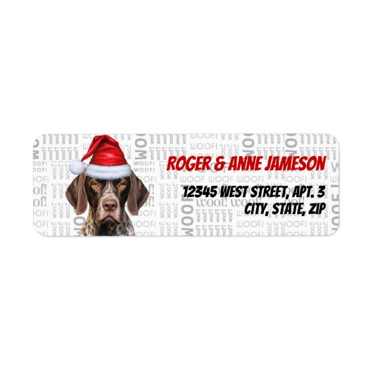 Étiquette Christmas Shorthair Pointer Dointer Adresse de ret (Devant)