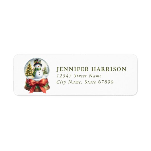 Étiquette Christmas Snow Globe Return Address Labels (Devant)