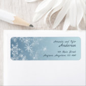 Étiquette Christmas Snowflakes Blue Holiday Adresse de retou (En situation)