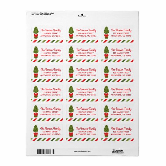 Étiquette Christmas Topiary Return Address Labels (Feuille entière)