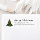 Étiquette Christmas Tree Elegant Simple Return Address (En situation)