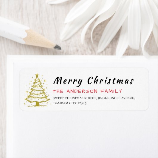 Étiquette Christmas Tree Elegant Simple Return Address (En situation)