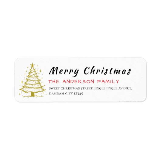 Étiquette Christmas Tree Elegant Simple Return Address (Devant)