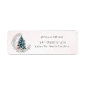 Étiquette Christmas Tree Pink Silver Return Address (Devant)