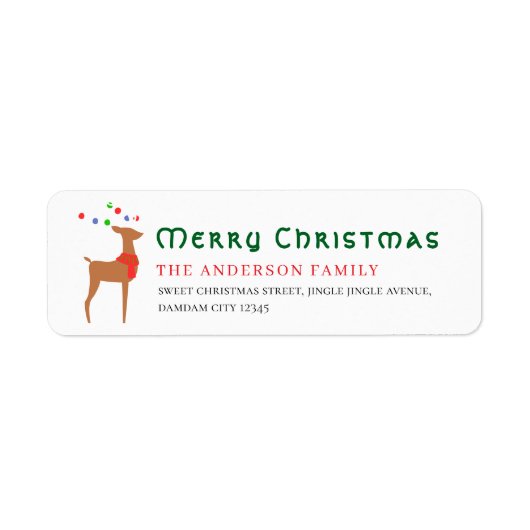 Étiquette Christmas Tree & Reindeer Simple Return Address (Devant)