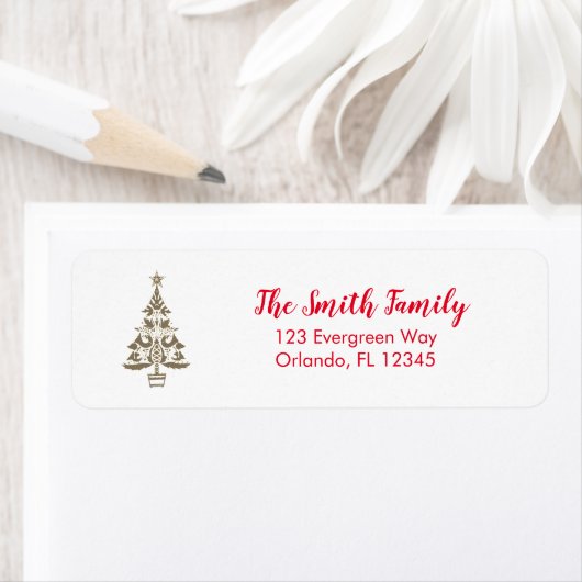 Étiquette Christmas Tree Swedish Illustration Adresse (En situation)