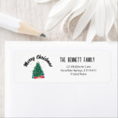 Étiquette Christmas Tree With Lights Personalized Name (En situation)