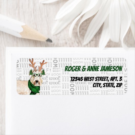 Étiquette Christmas Wheaten Terrier Adresse de l'Amoureux de (En situation)