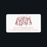 Étiquette Christmas Winter Animaux Holiday Return Adresse<br><div class="desc">Typographie de JOIE illustrée unique en son genre Vacances d'hiver de Noël animaux de vacances étiquette d'adresse de retour, Un collage unique de bois peint et animaux de fête safari. Rouge, bleu et gris sur blanc. Un type mignon et un spray de boughs. Faites de ce séjour un CHEERFUL !...</div>
