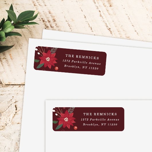 Étiquette Christmas Wreath Floral Holiday Address Label