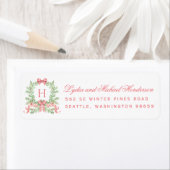 Étiquette Christmas Wreath Red Script Return Address (En situation)
