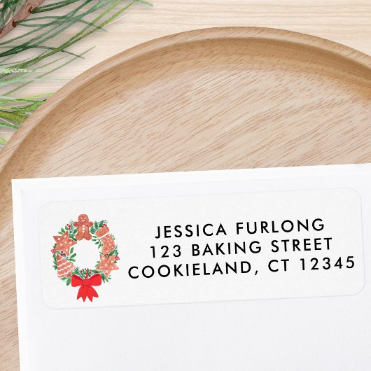 Étiquette Christmas Wreath Return Address