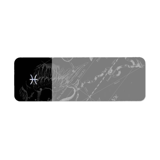 Étiquette Chrome Style Pisces Symbole Zodiac sur Hevelius (Devant)