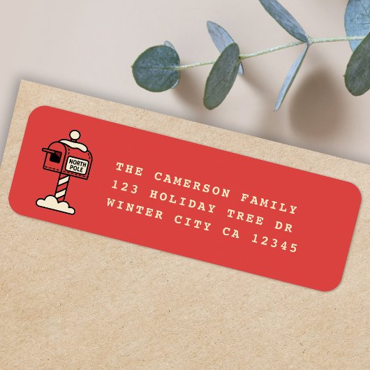 Étiquette Chrsitmas Return Address Label | North Pole Mail