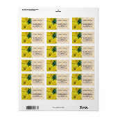 Étiquette Chrysanthèmes / Fleurs jaunes / Thème de chute / (Feuille entière)