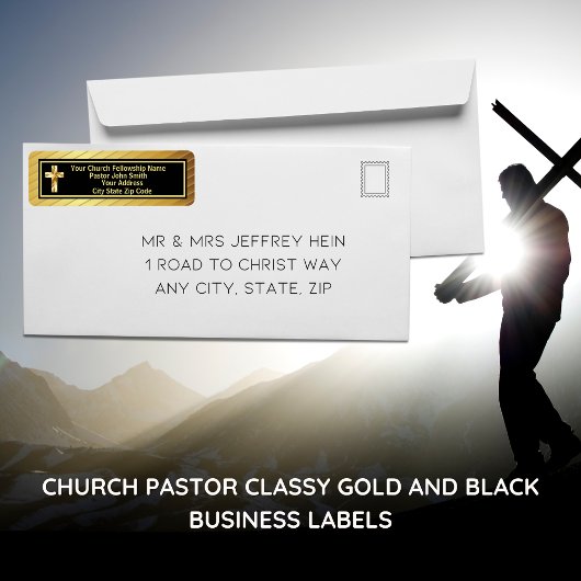 Étiquette Church Pastor Classy Gold et Black Business
