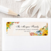 Étiquette Chute d'aquarelle Citrouille tournesol (En situation)