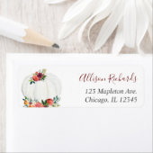 Étiquette Chute floral rustique bordeaux blanc citrouille (En situation)