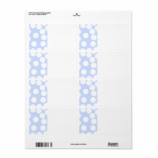 Étiquette Ciel bleu avec de grands points blancs. (Feuille entière)