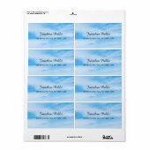 Étiquette Ciel Bleu Clouds Blanc Calligraphie Moderne Élégan (Feuille entière)