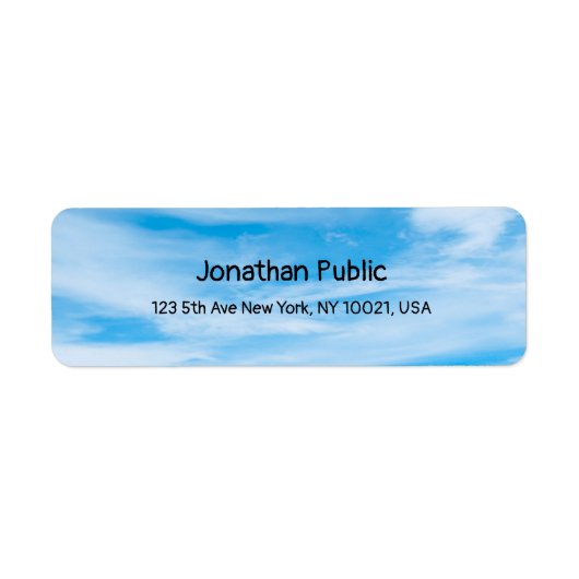 Étiquette Ciel bleu nuages blancs Élégant Modèle de calligra (Devant)