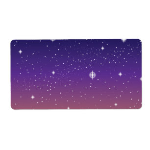 Étiquette Ciel de coucher du soleil de l'étoile violette et