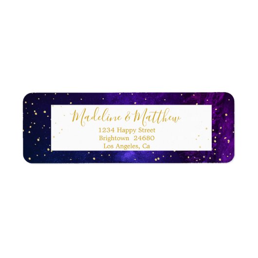 Étiquette Ciel de Soirée Étoiles Dorées Monogramme de Mariag (Devant)