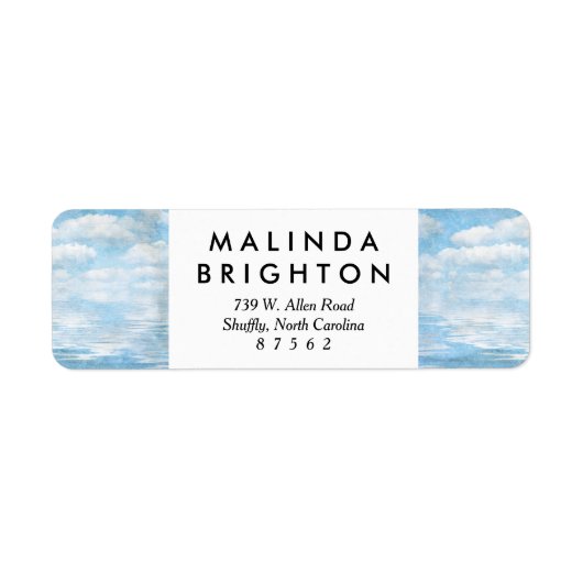 Étiquette Ciel et Océan Bleu Clouds Aquarelle Peint (Devant)