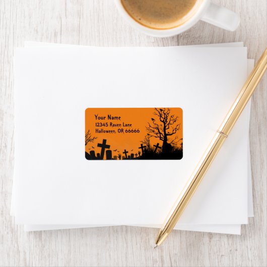 Étiquette Cimetière d'Halloween (En situation)