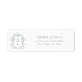 Étiquette Cimier baroque Monogramme Sage Green Mariage Adres (Devant)