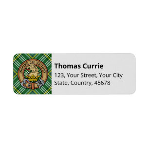 Étiquette Cimier de lion Clan Currie sur Tartan