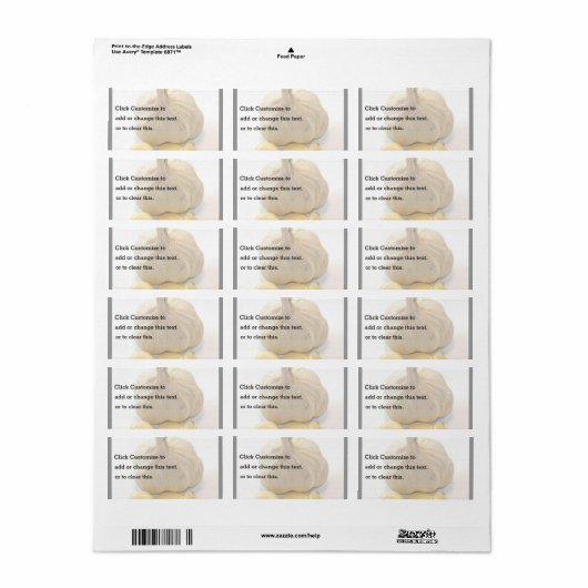 Étiquette Cinq Tranches D'Ail Et Un Charbon D'Ail (Feuille entière)