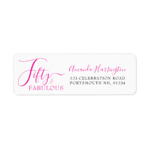 Étiquette Cinquante ans et Fabuleux Script Fête d'anniversai