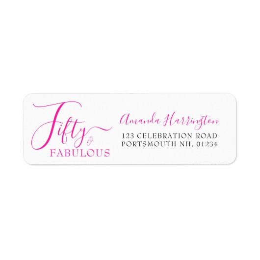 Étiquette Cinquante ans et Fabuleux Script Fête d'anniversai (Devant)