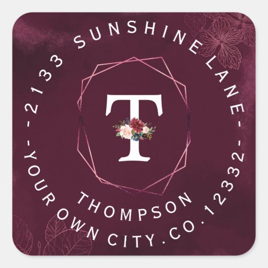 Étiquette circulaire de monogramme floral de Bourg (Devant)