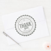 Étiquette circulaire en Merci gris blanc élégant (Enveloppe)