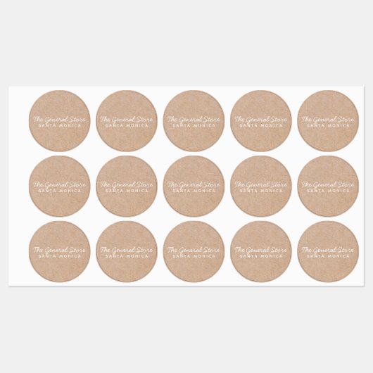 Étiquette circulaire Kraft simple et propre (Feuille)