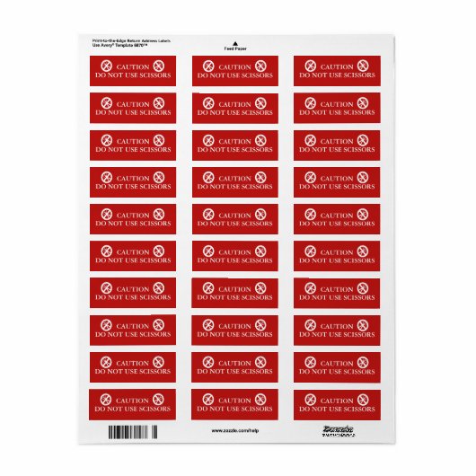 Étiquette Ciseaux Attention Ne pas utiliser de rouge d'inspi (Feuille entière)