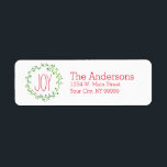 Étiquette Citation Joy Wreath Christmas Retourner l'adresse<br><div class="desc">Festif et tendance,  ces étiquettes d'adresse de retour de Noël ont une couleur verte de l'aquarelle conception de couronne avec le mot Joy.</div>