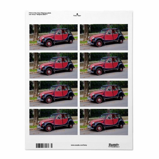 Étiquette Citroen 2 CV Charleston (Feuille entière)