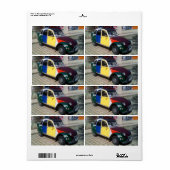 Étiquette Citroen coloré 2 CV (Feuille entière)