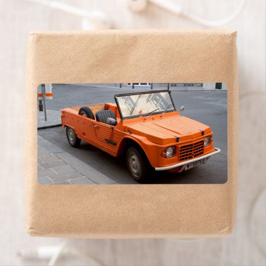 Étiquette Citroen orange Mehari (En situation)