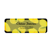 Étiquette Citron d'été noir jaune Adresse de retour (Devant)