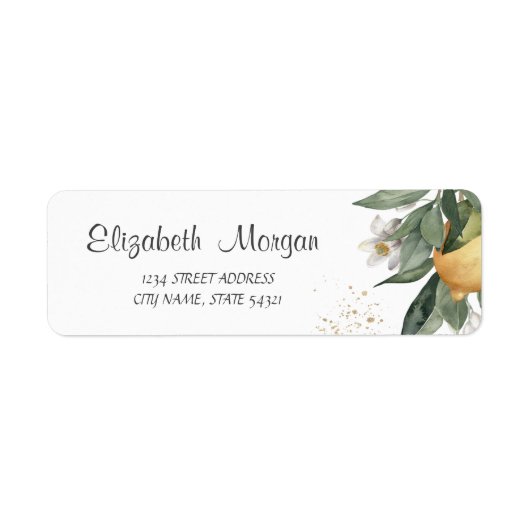 Étiquette Citrons au citron à l'aquarelle en fleurs (Devant)