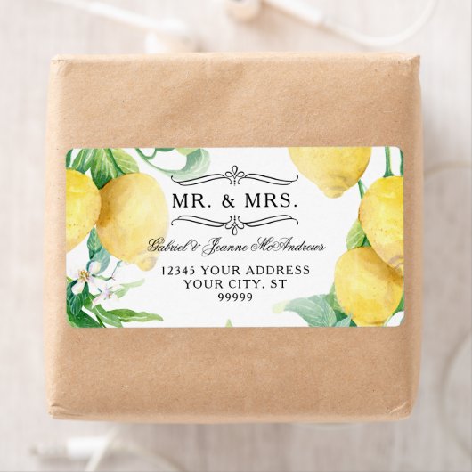 Étiquette Citrons Citrons Vert floral blanc Retour de la cou (En situation)