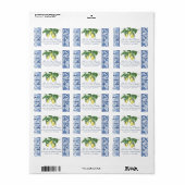 Étiquette Citrons jaunes Mariage bleu blanc (Feuille entière)