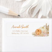 Étiquette Citrouille Automne Boho Automne Floral Adresse de  (En situation)