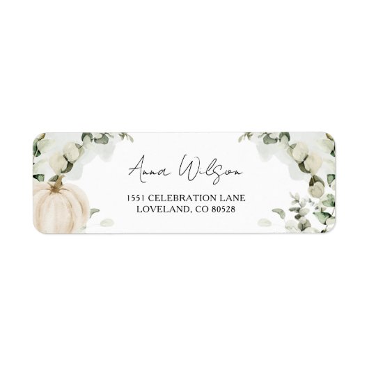 Étiquette Citrouille Automne Eucalyptus Mariage Adresse de r (Devant)